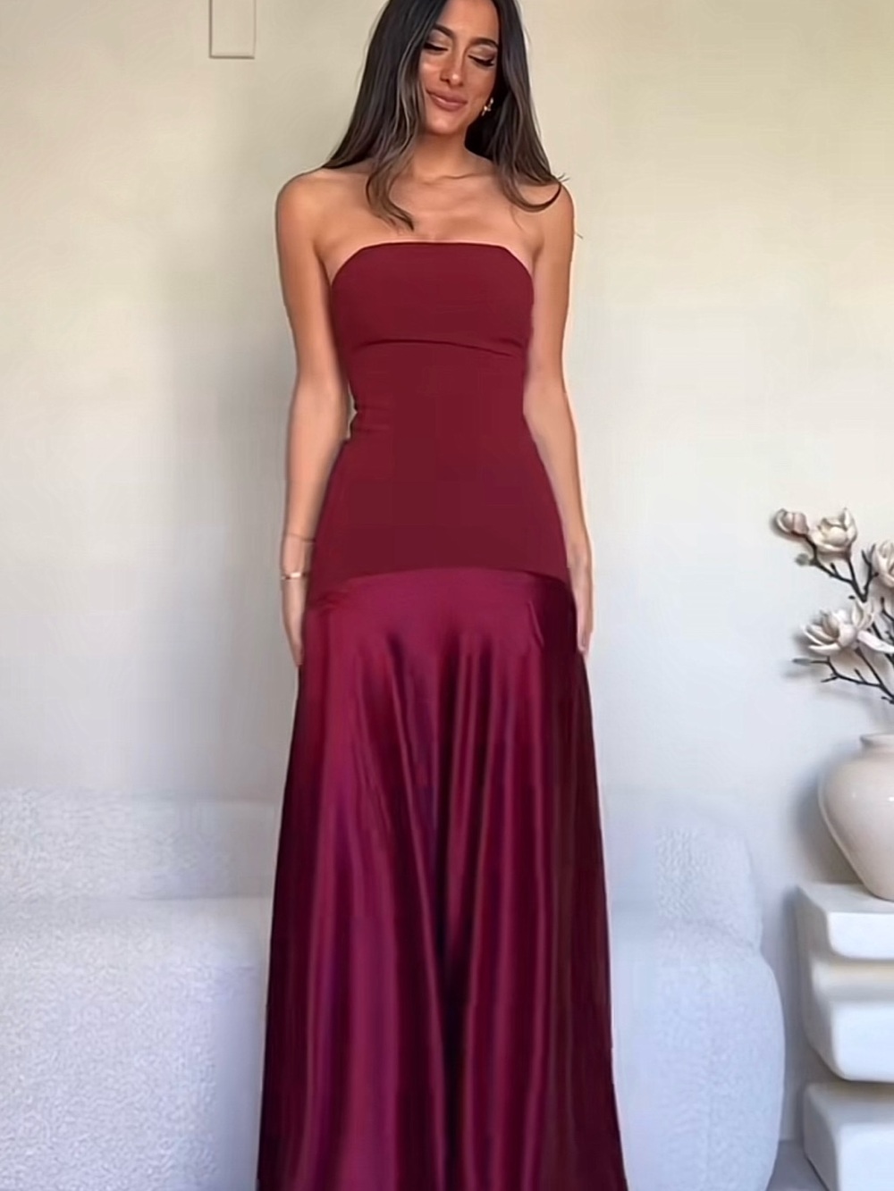 Aenso Aura Strapless Gown - Red Berry